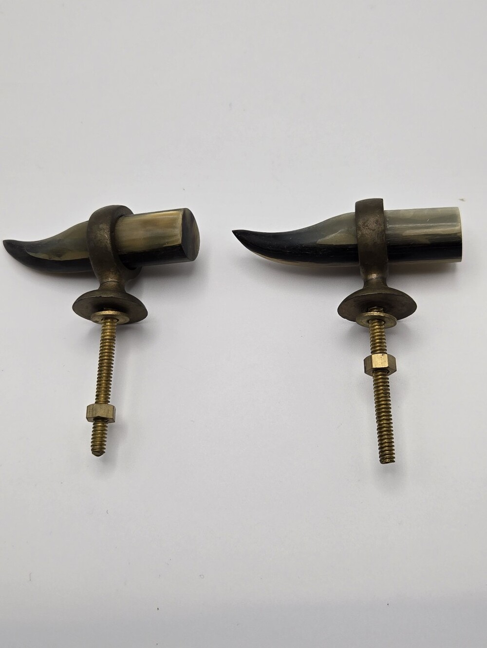 Handmade Horn Drawer Pulls With Bronze And Brass Accents